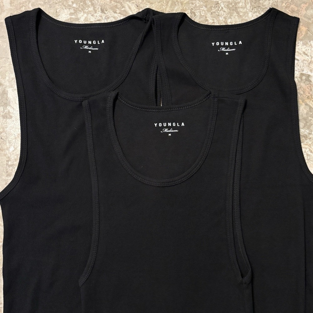 YoungLA Tank Top Mens Medium Black Wife Lovers Sleeveless Stringer Gym Pump Lot